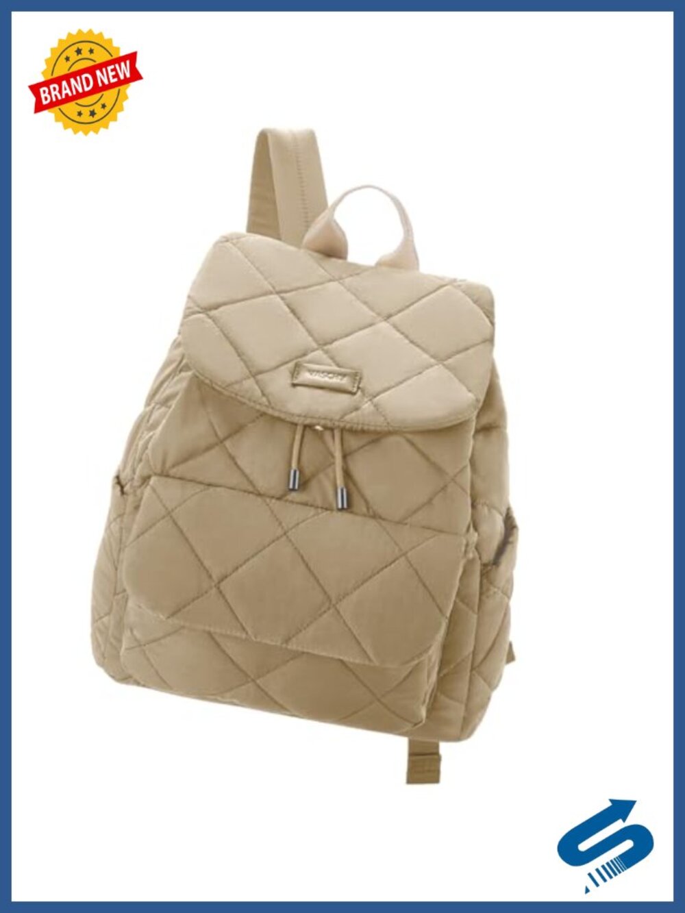 Quilted Puffer Flap Drawstring Backpack Purse Lightweight Casual Travel Gym